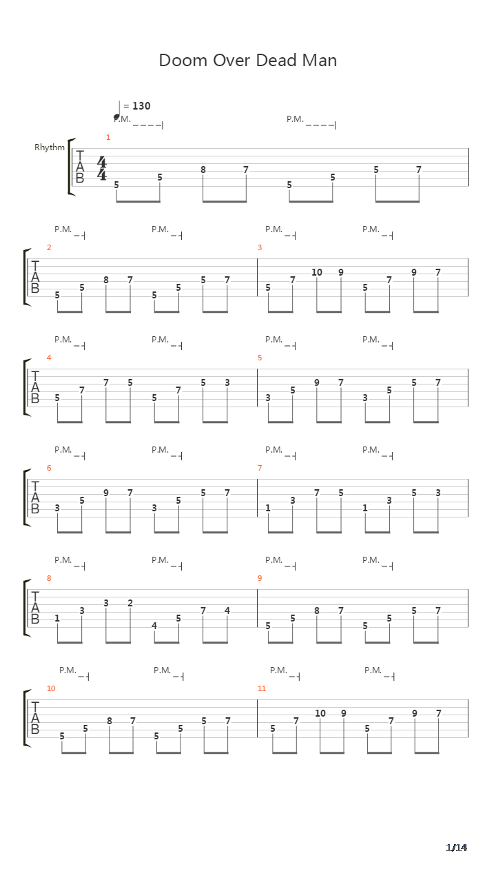 Doom Over Dead Man吉他谱