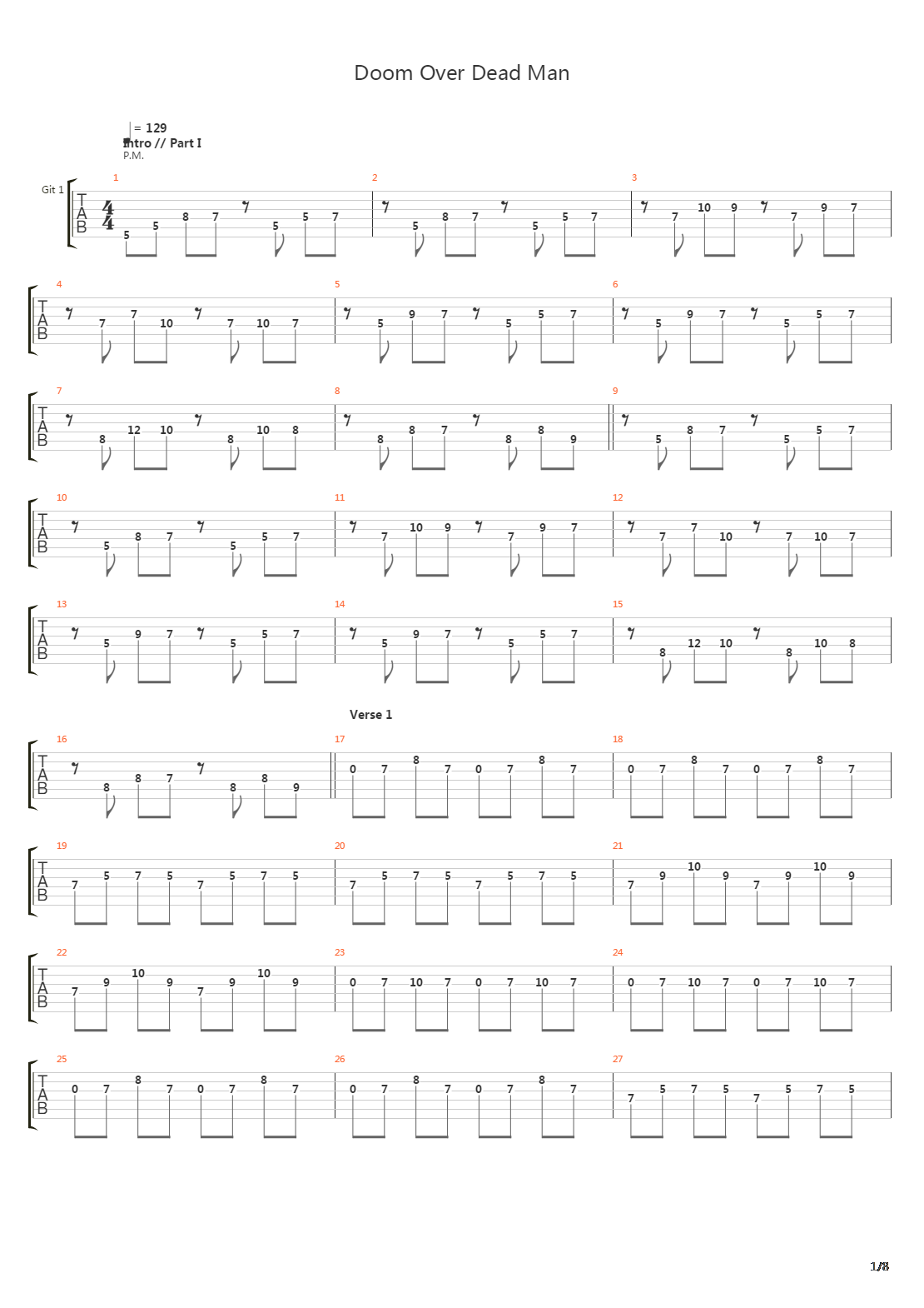 Doom Over Dead Man吉他谱