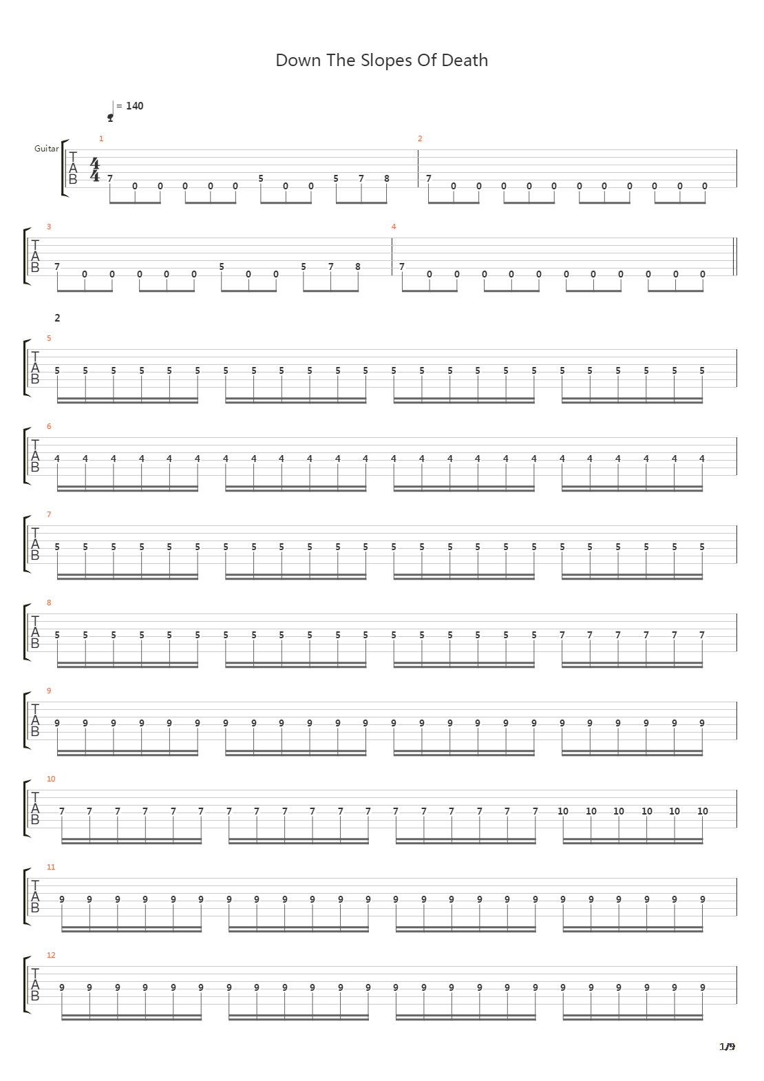 Down The Slopes Of Death吉他谱