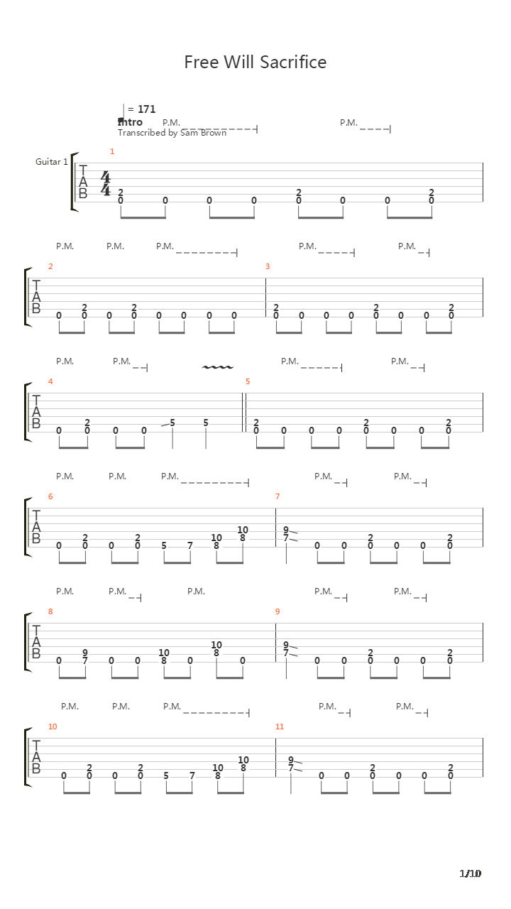 Free Will Sacrifice吉他谱