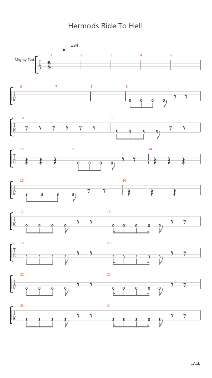 Hermods Ride To Hel - Lokes Treachery Part 1吉他谱