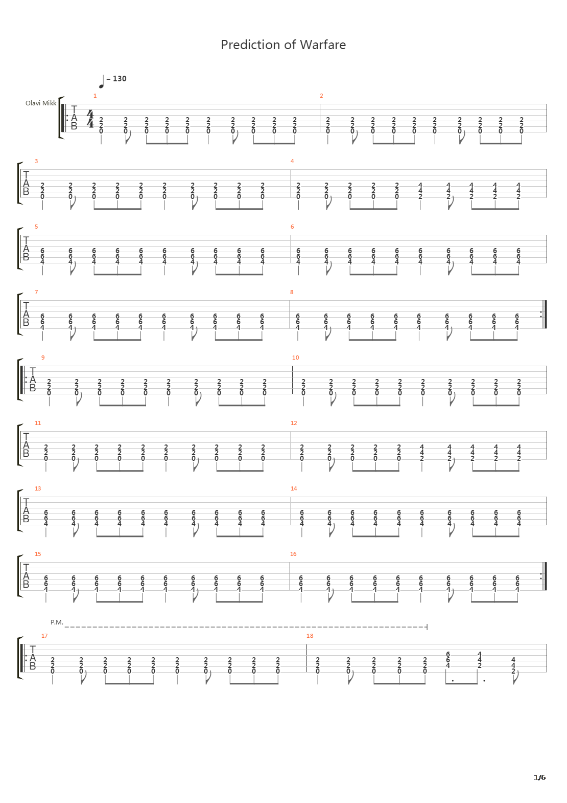 Prediction Of Warfare吉他谱