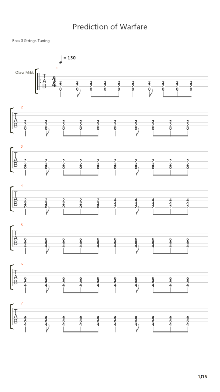 Prediction Of Warfare吉他谱