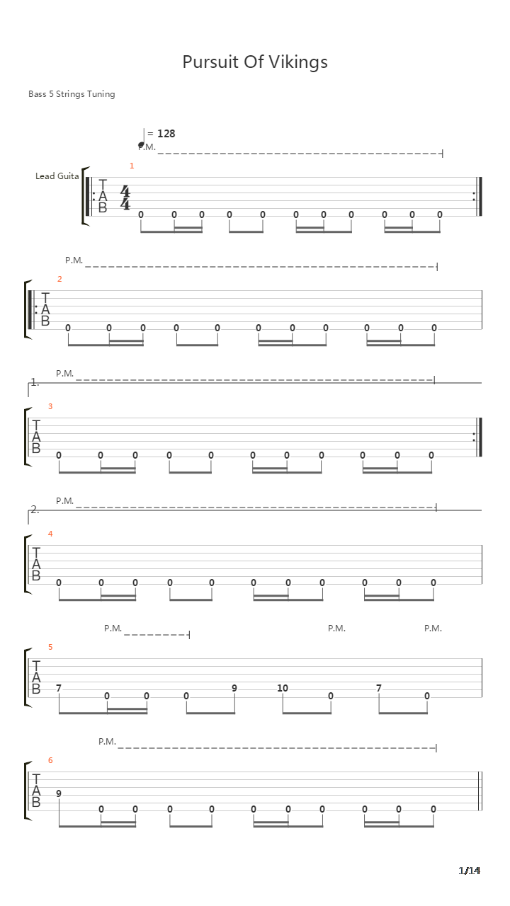 Pursuit Of Vikings吉他谱