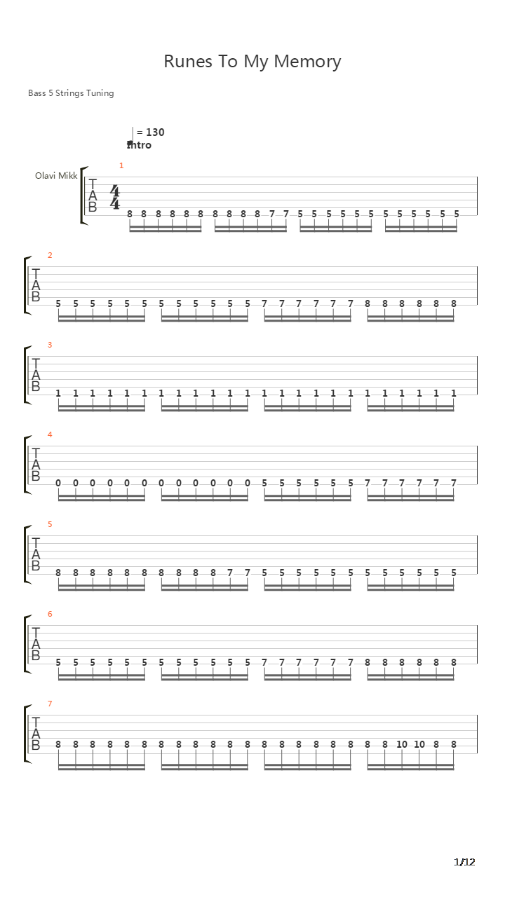 Runes To My Memory吉他谱