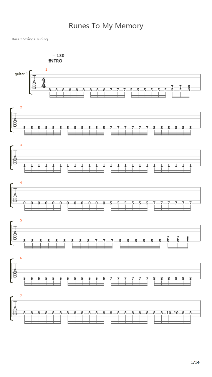 Runes To My Memory吉他谱