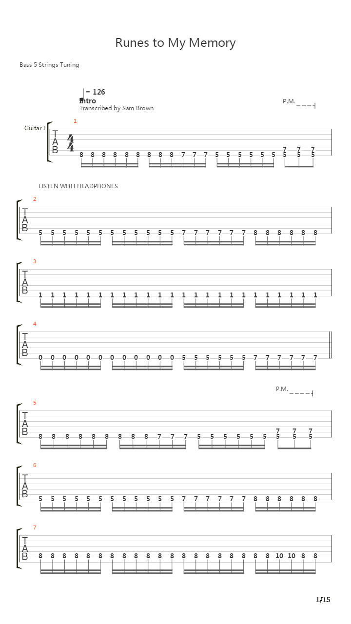 Runes To My Memory吉他谱