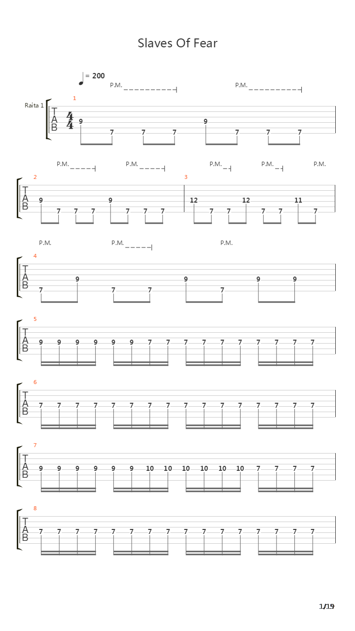 Slaves Of Fear吉他谱