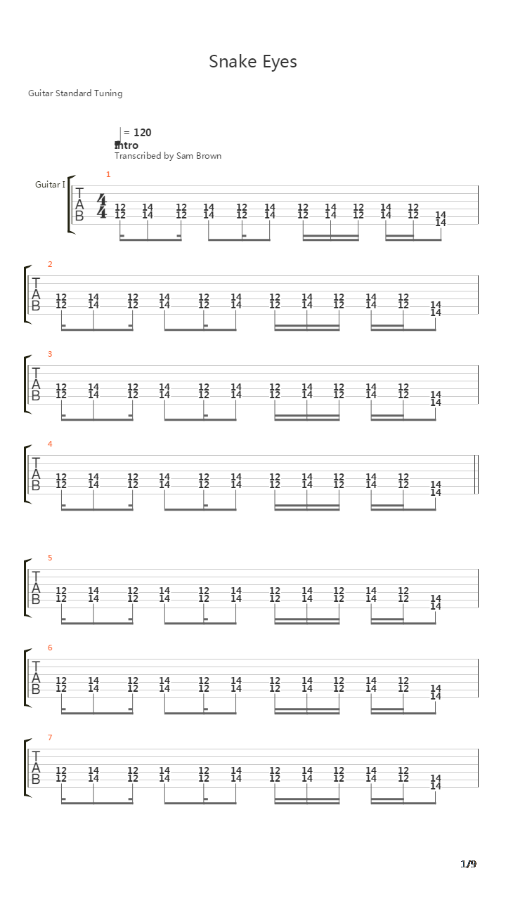 Snake Eyes吉他谱
