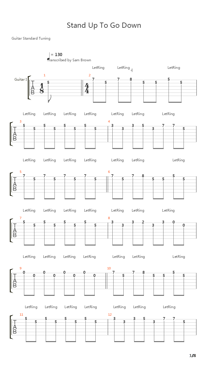 Stand Up To Go Down吉他谱