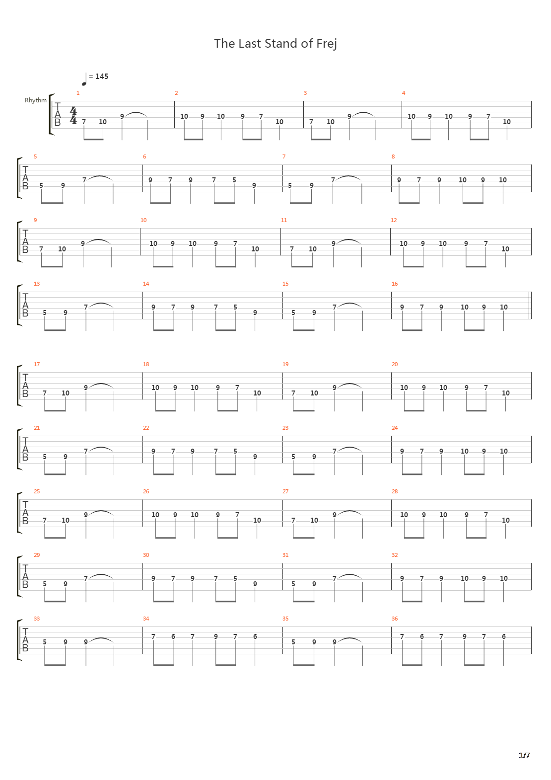 The Last Stand Of Frej吉他谱