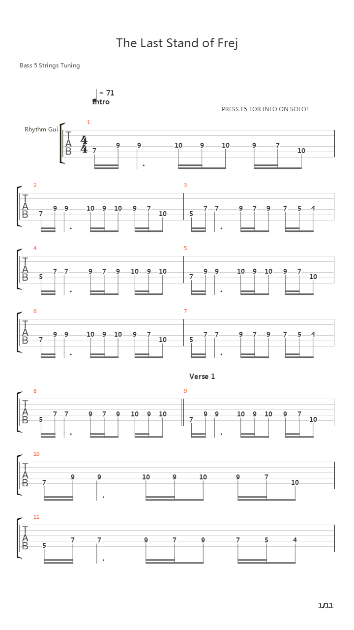 The Last Stand Of Frej吉他谱