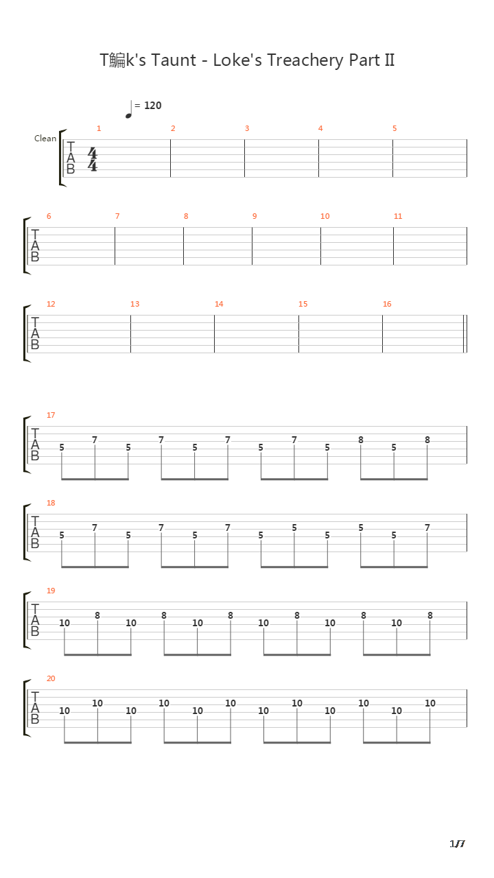 Tocks Taunt - Lokes Treachery Part Ii吉他谱