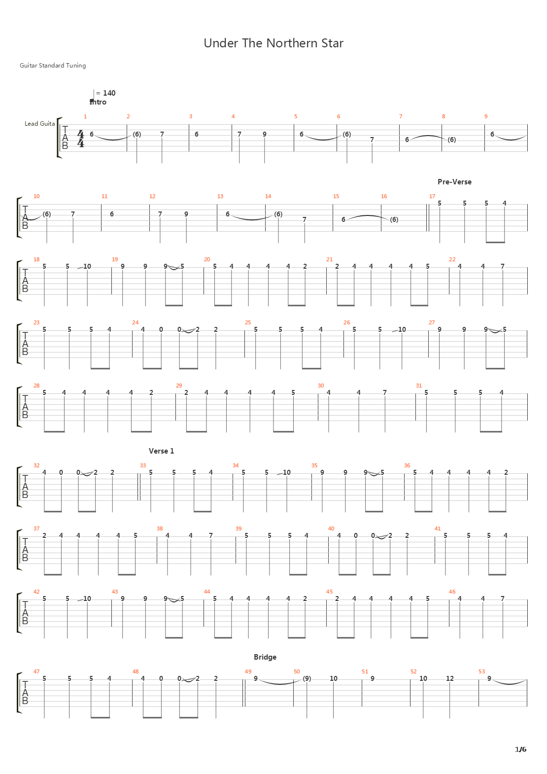 Under The Northern Star吉他谱