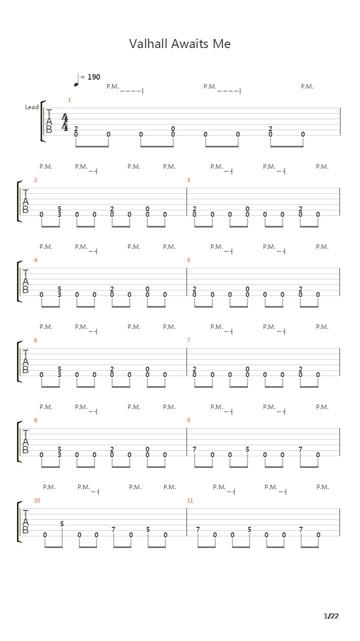 Valhall Awaits Me吉他谱