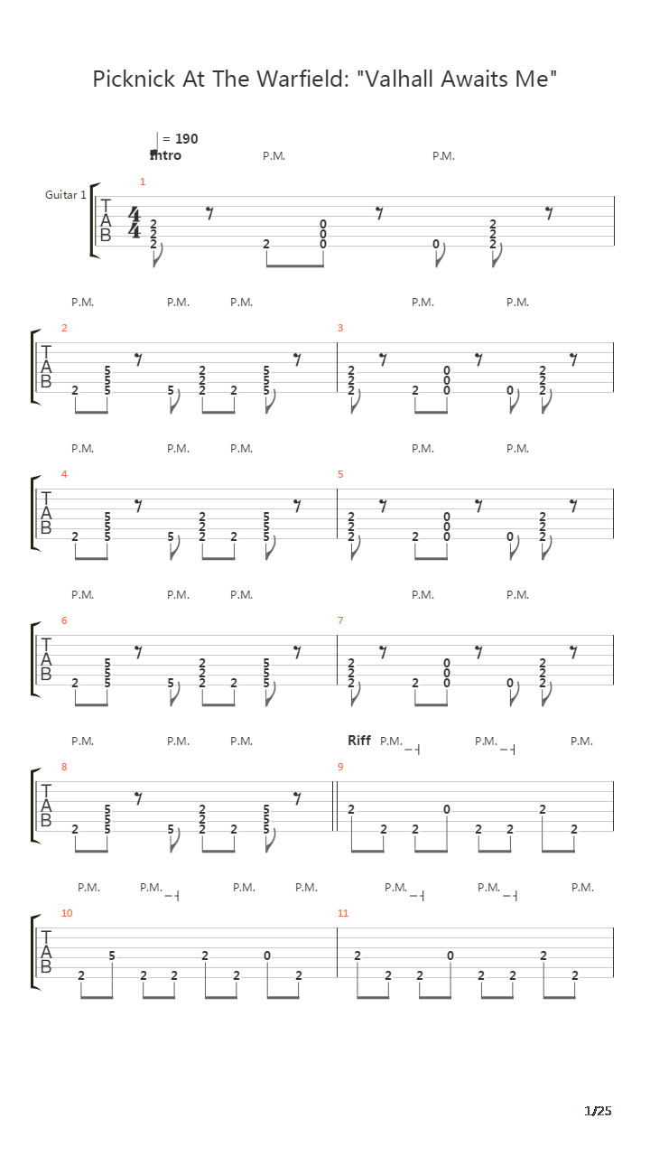 Vallhall Awaits Me吉他谱