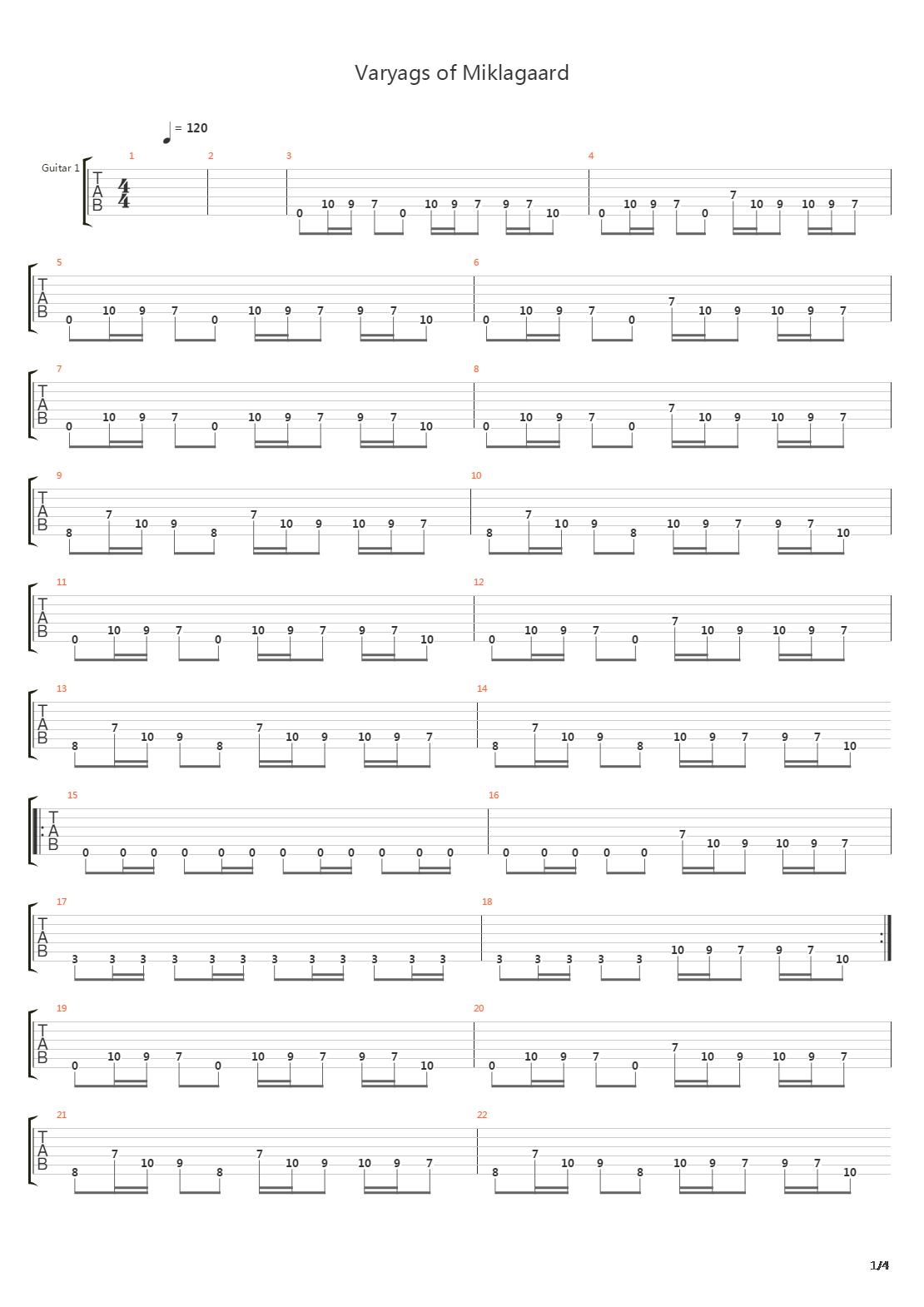 Varyags Of Miklagaard吉他谱