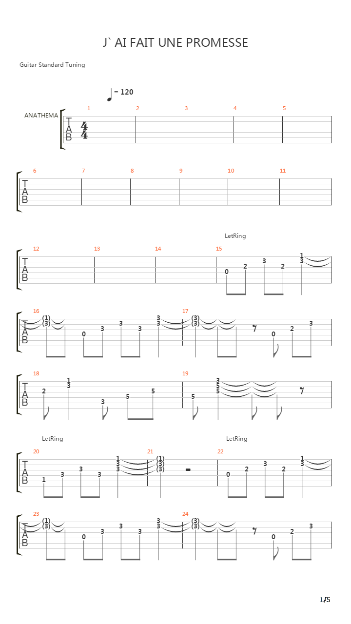 Jai Fait Une Promesse吉他谱