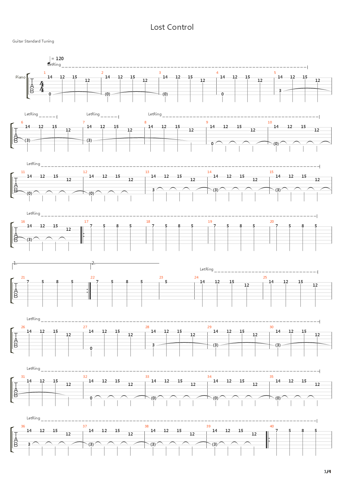 Lost Control吉他谱