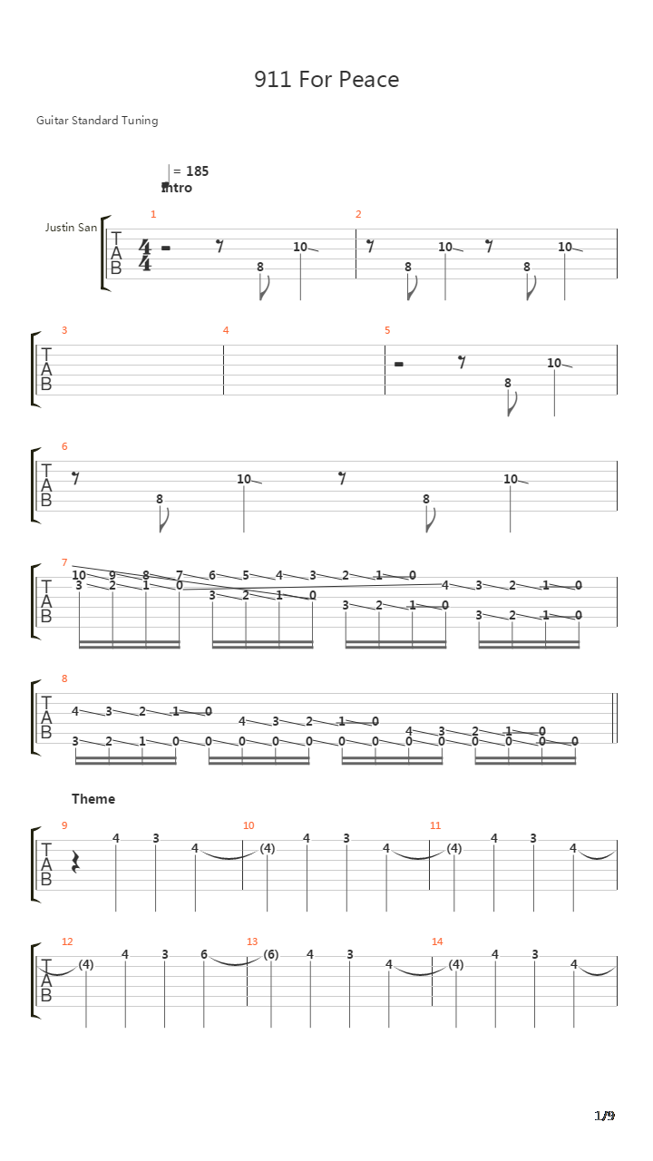 911 For Peace吉他谱