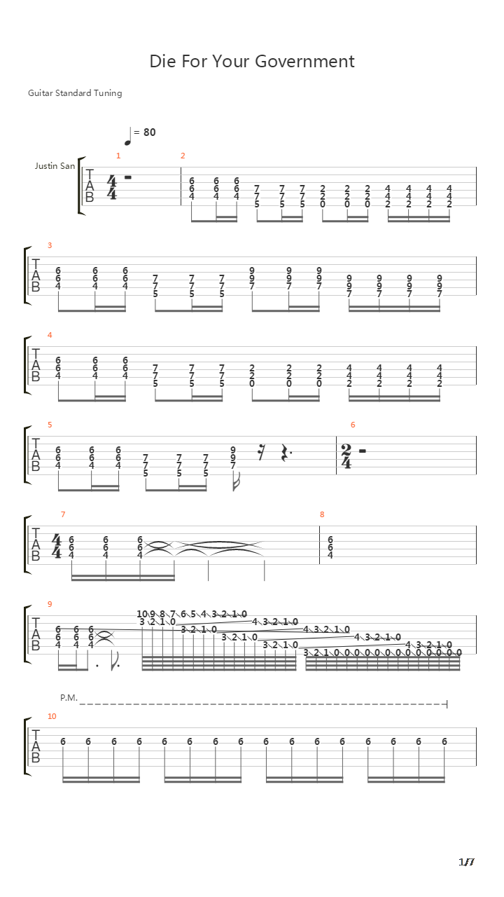 Die For Your Government吉他谱