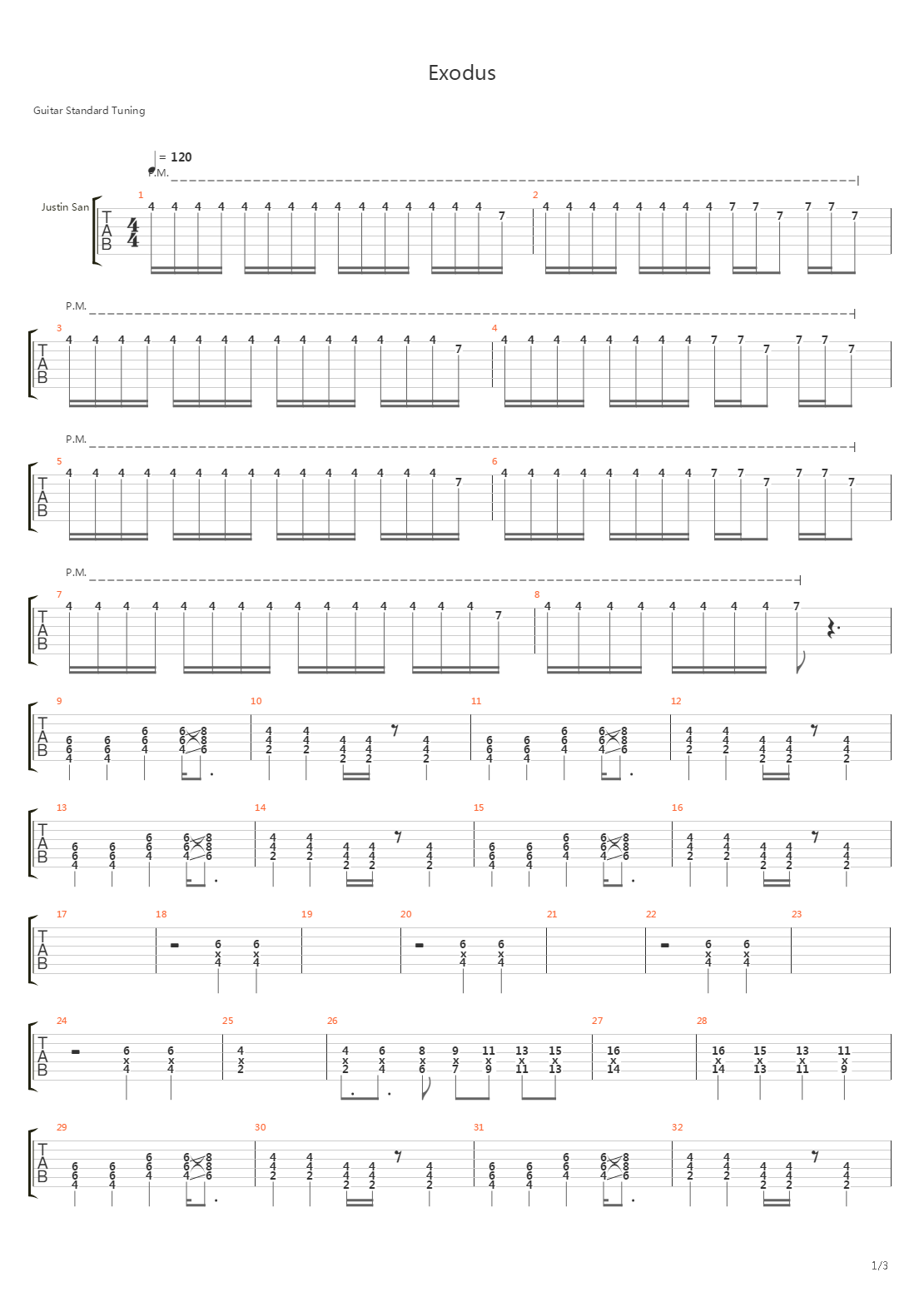 Exodus吉他谱