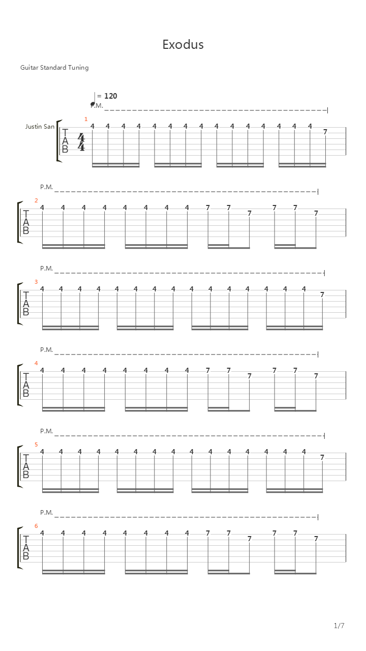 Exodus吉他谱