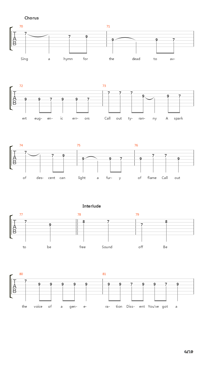 Hymn For The Dead吉他谱