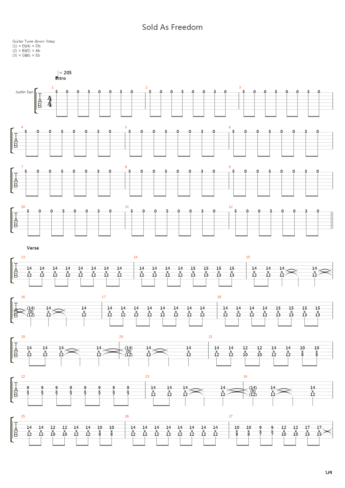 Sold As Freedom吉他谱