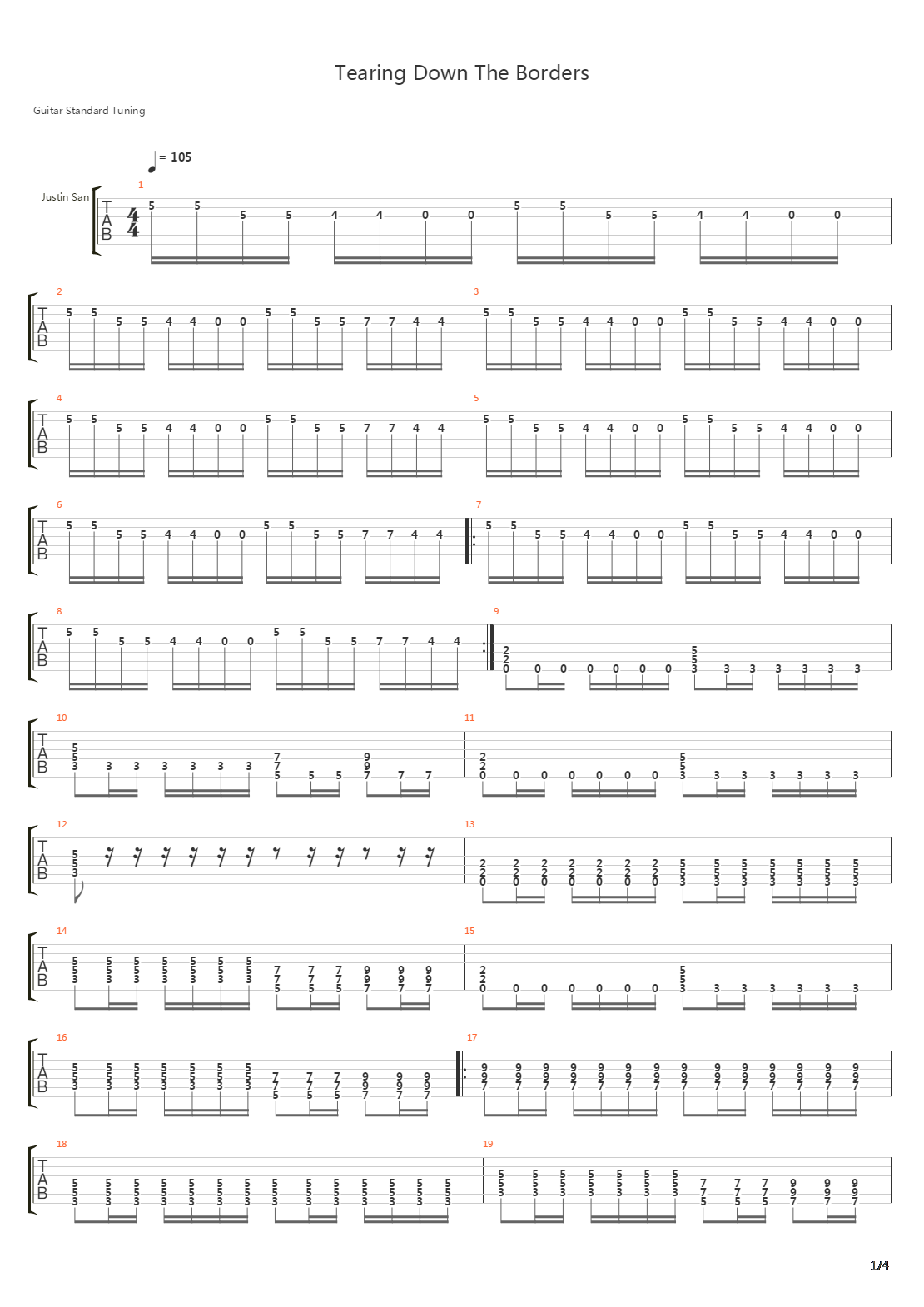 Tearing Down The Borders吉他谱