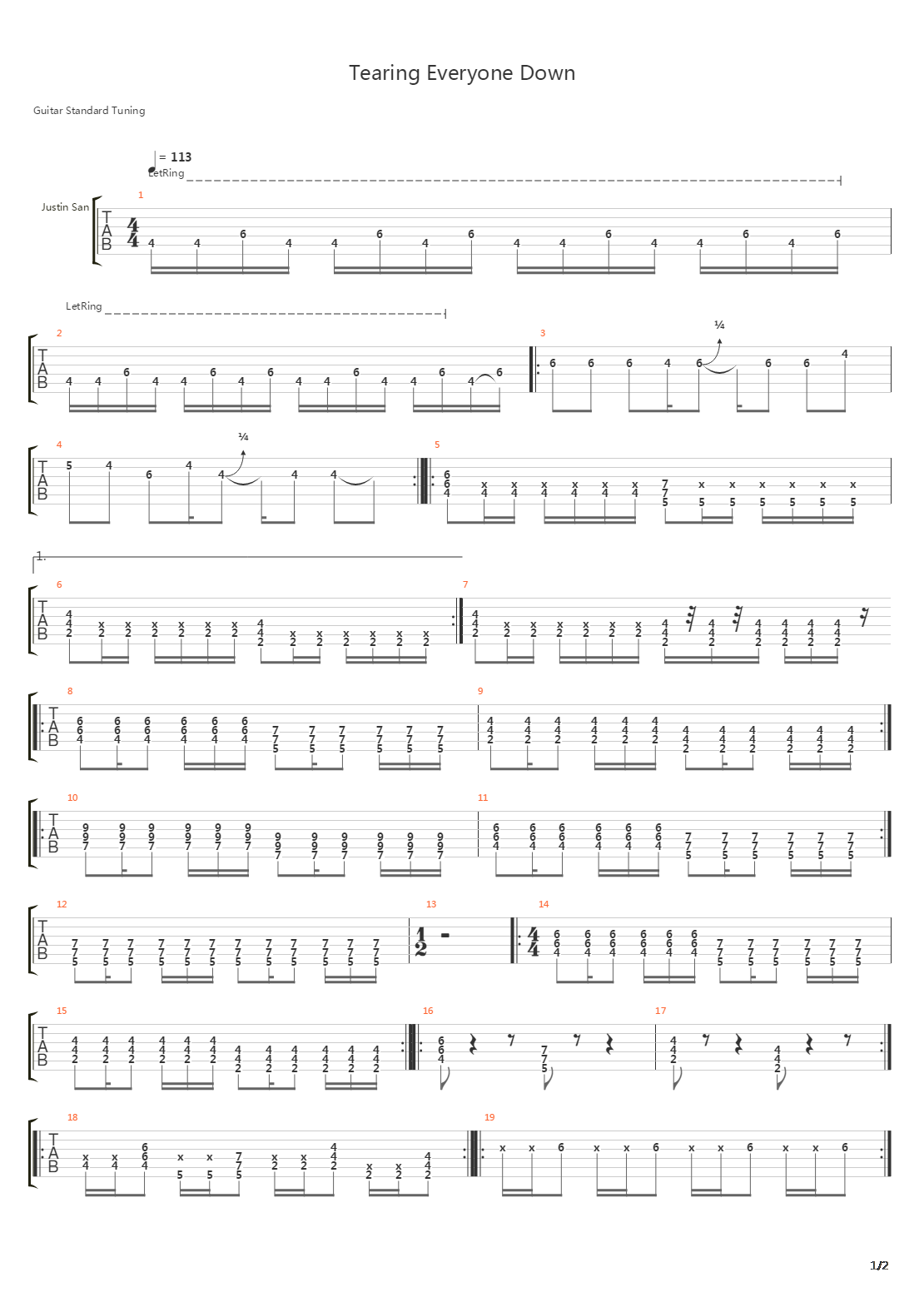 Tearing Everyone Down吉他谱