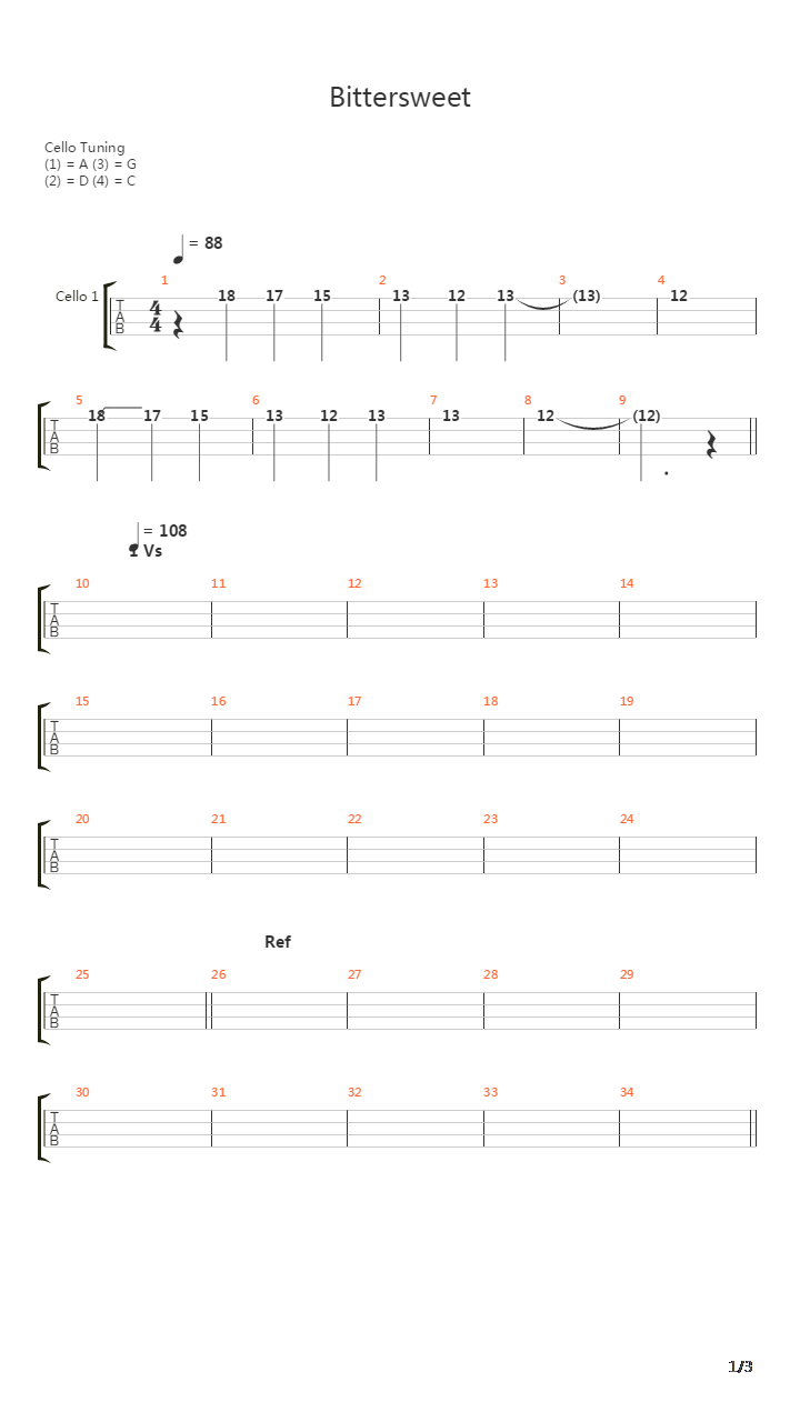Bittersweet吉他谱