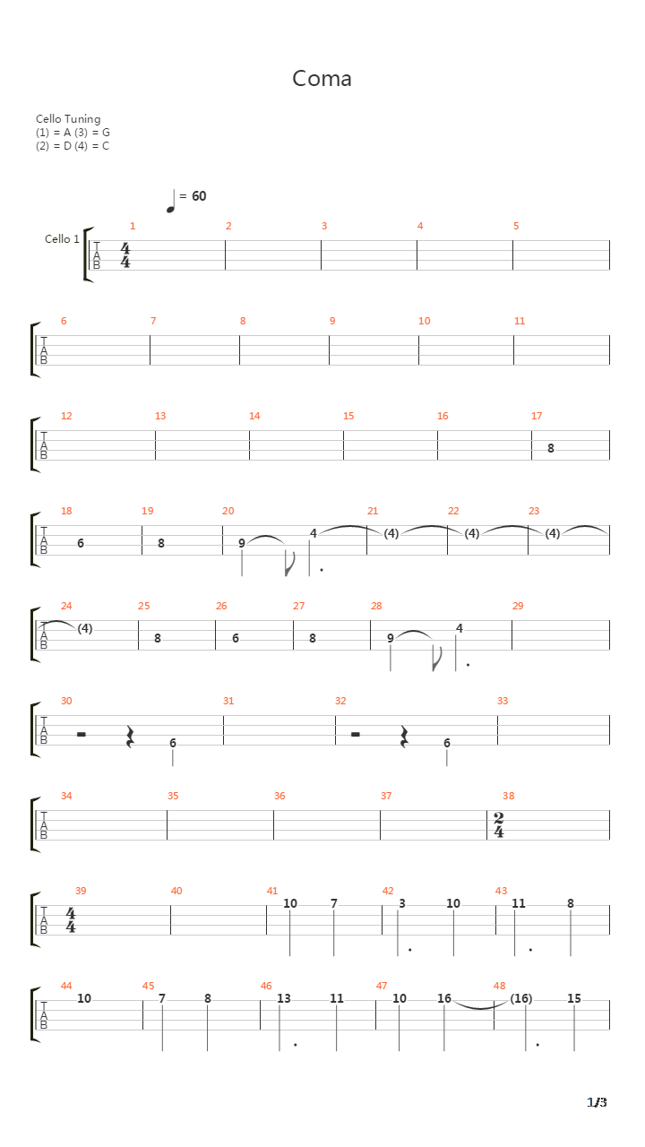 Coma吉他谱