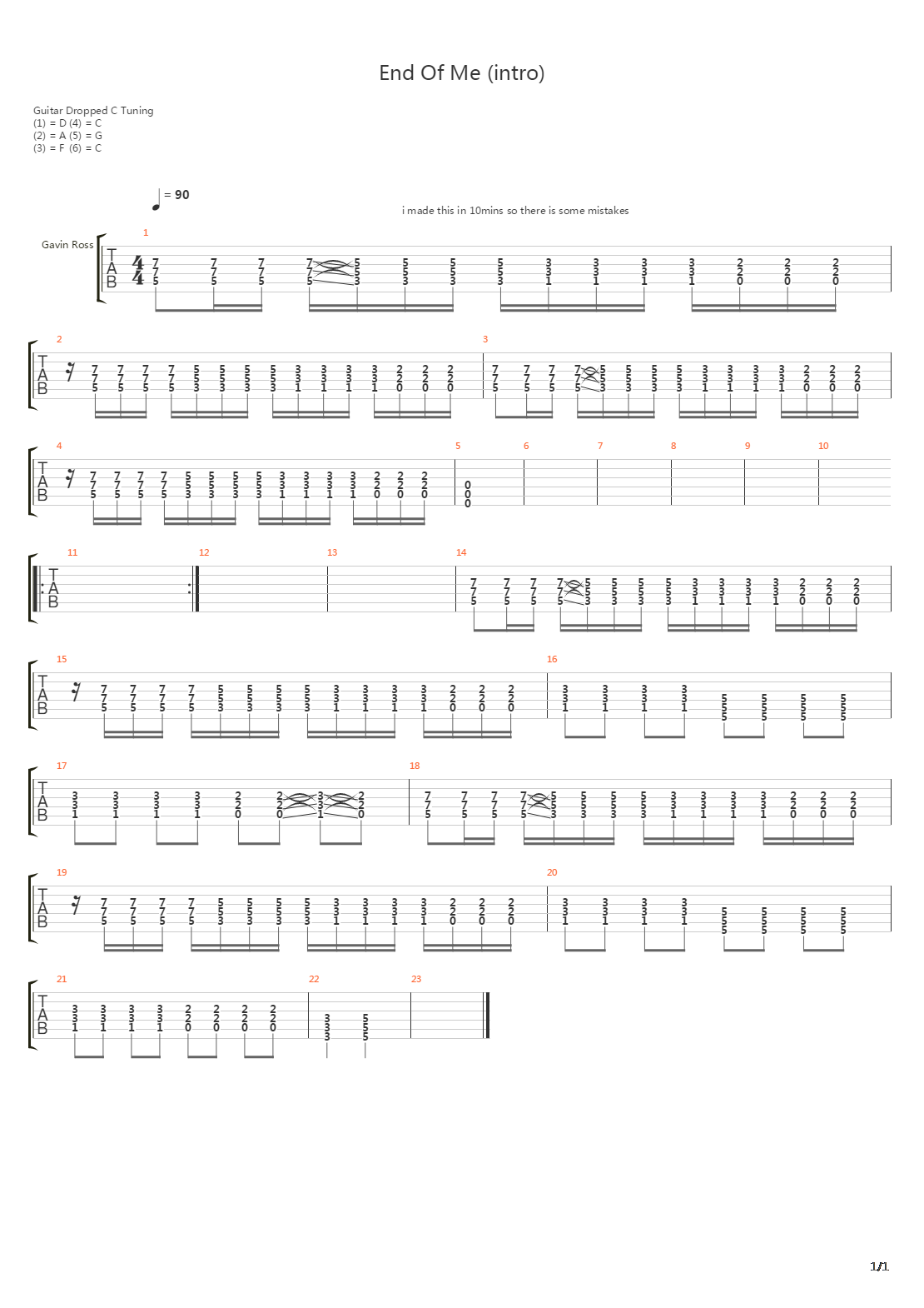 End Of Me吉他谱