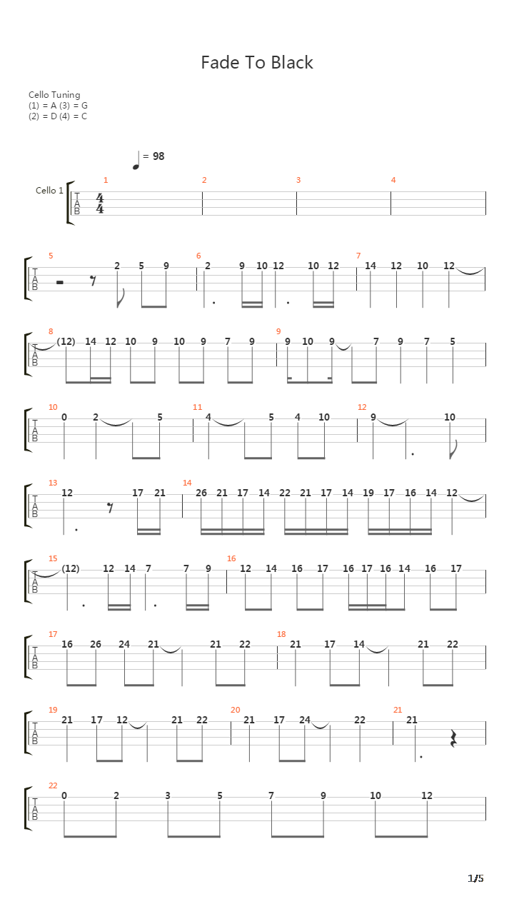 Fade To Black吉他谱