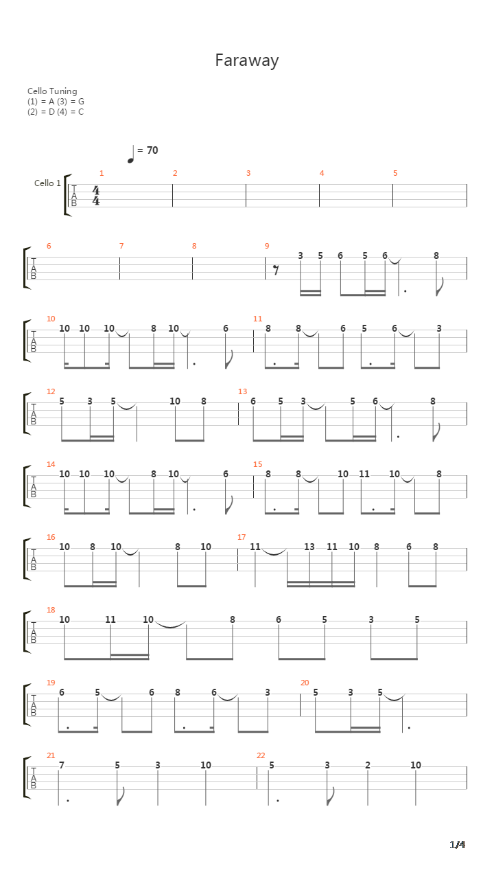 Faraway吉他谱