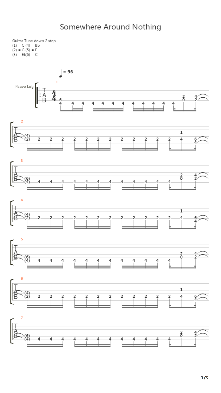 Somewhere Around Nothing吉他谱