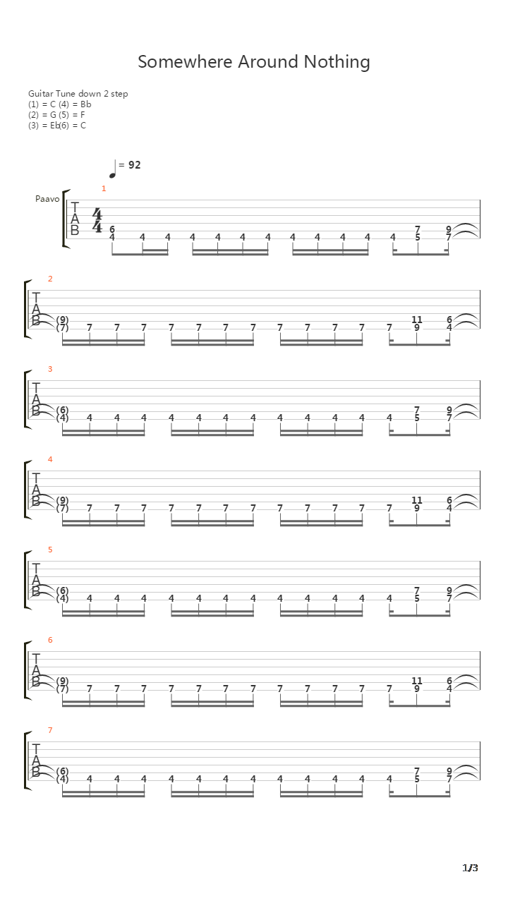Somewhere Around Nothing吉他谱