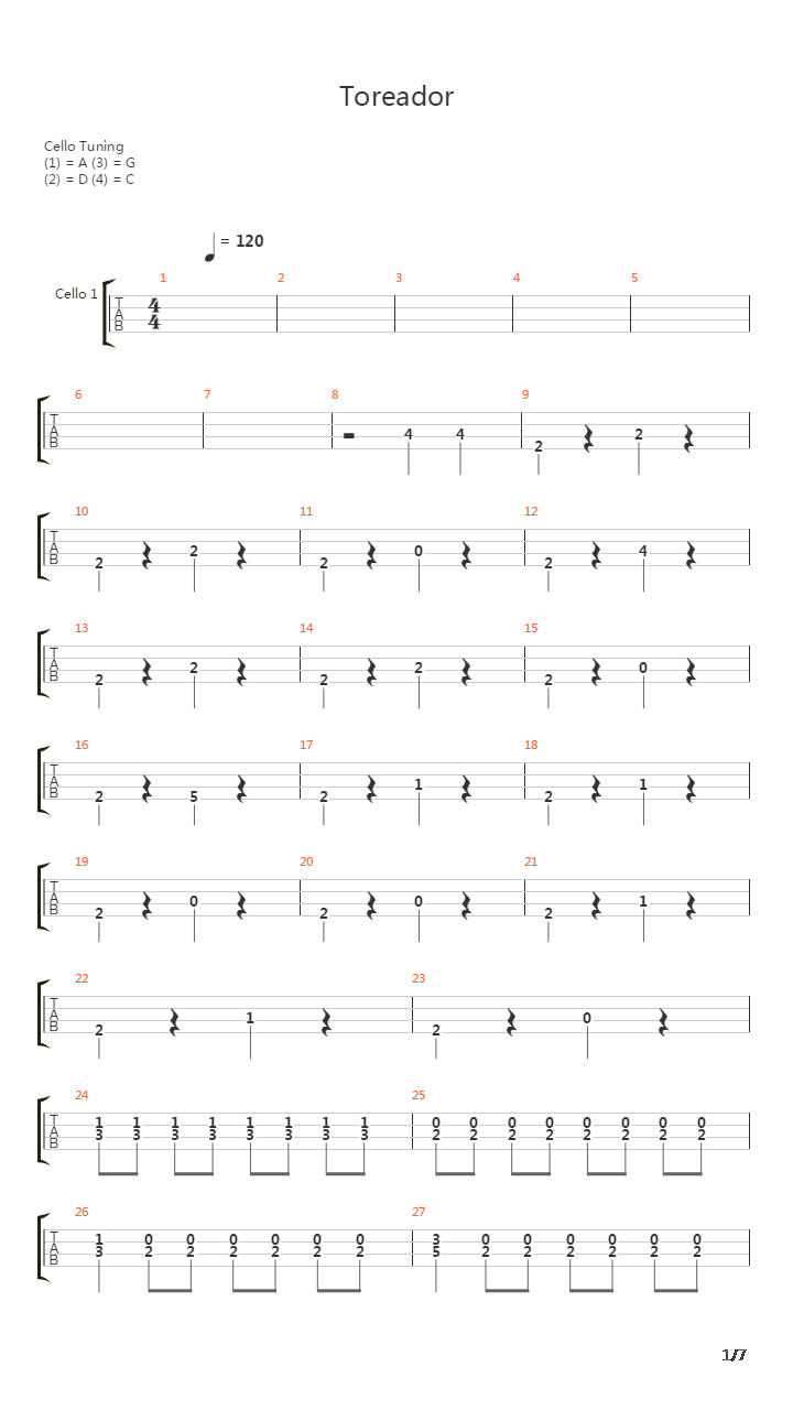 Toreador吉他谱