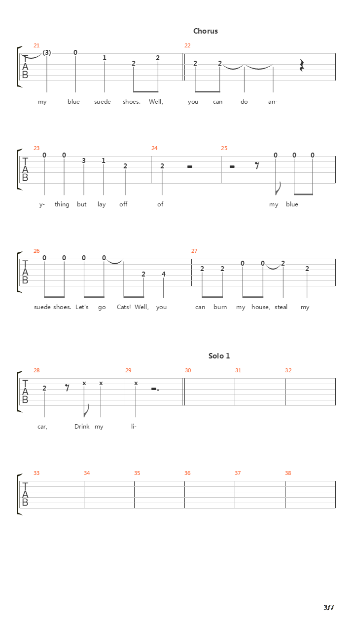 Blue Suede Shoes吉他谱