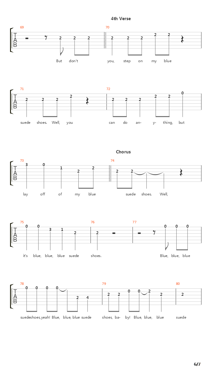 Blue Suede Shoes吉他谱