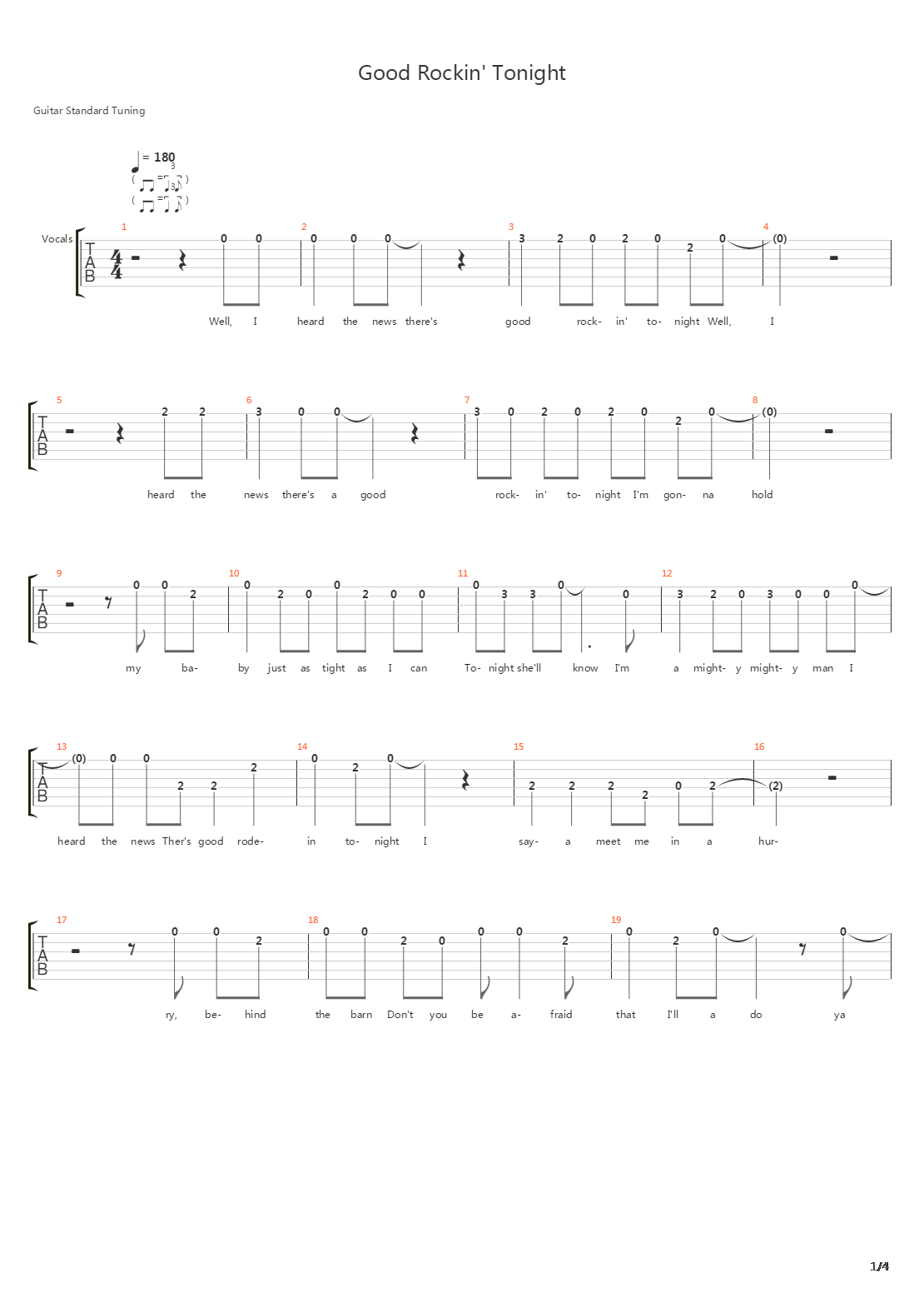 Good Rockin Tonight吉他谱