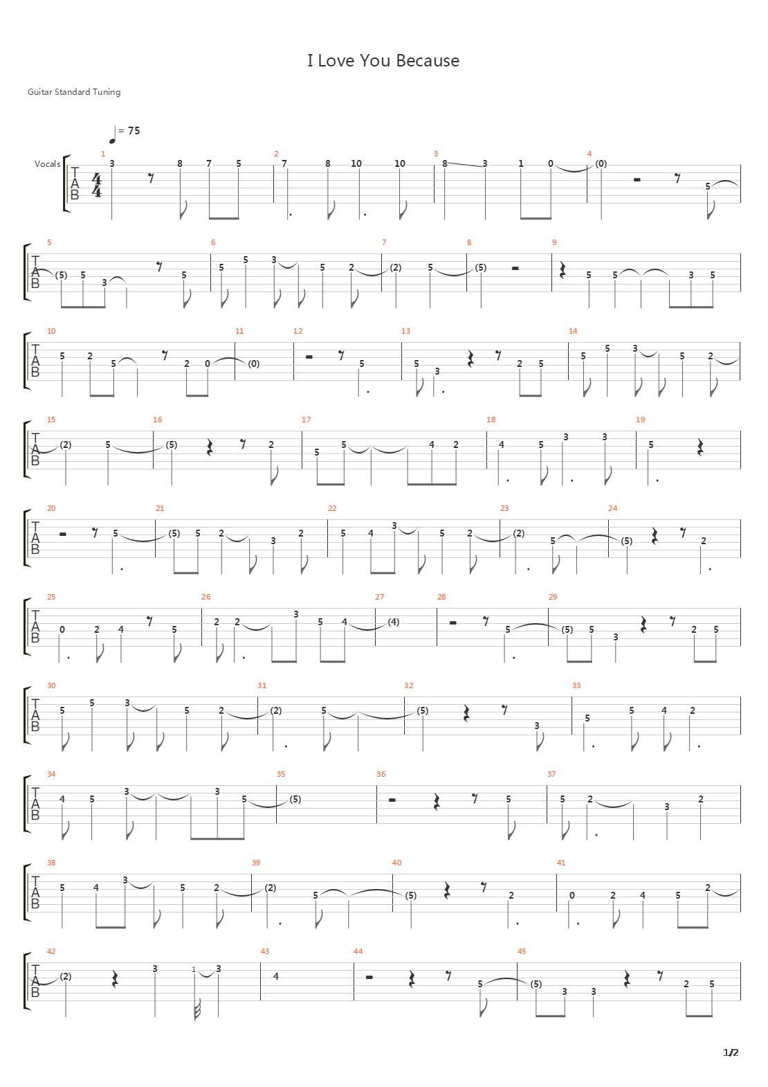 I Love You Because吉他谱