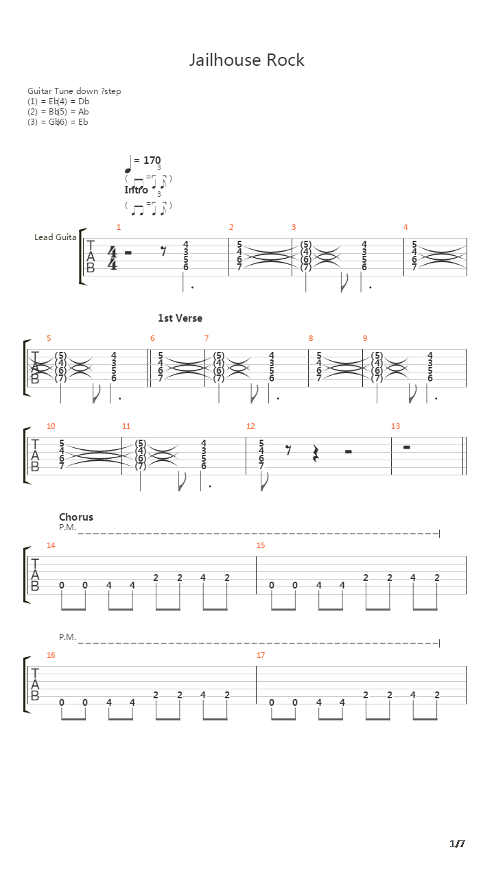 Jailhouse Rock吉他谱