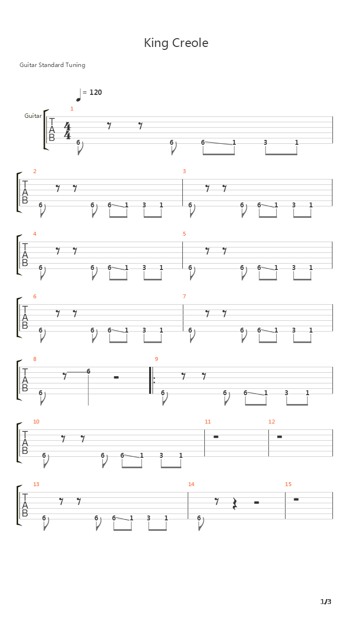 King Creole吉他谱