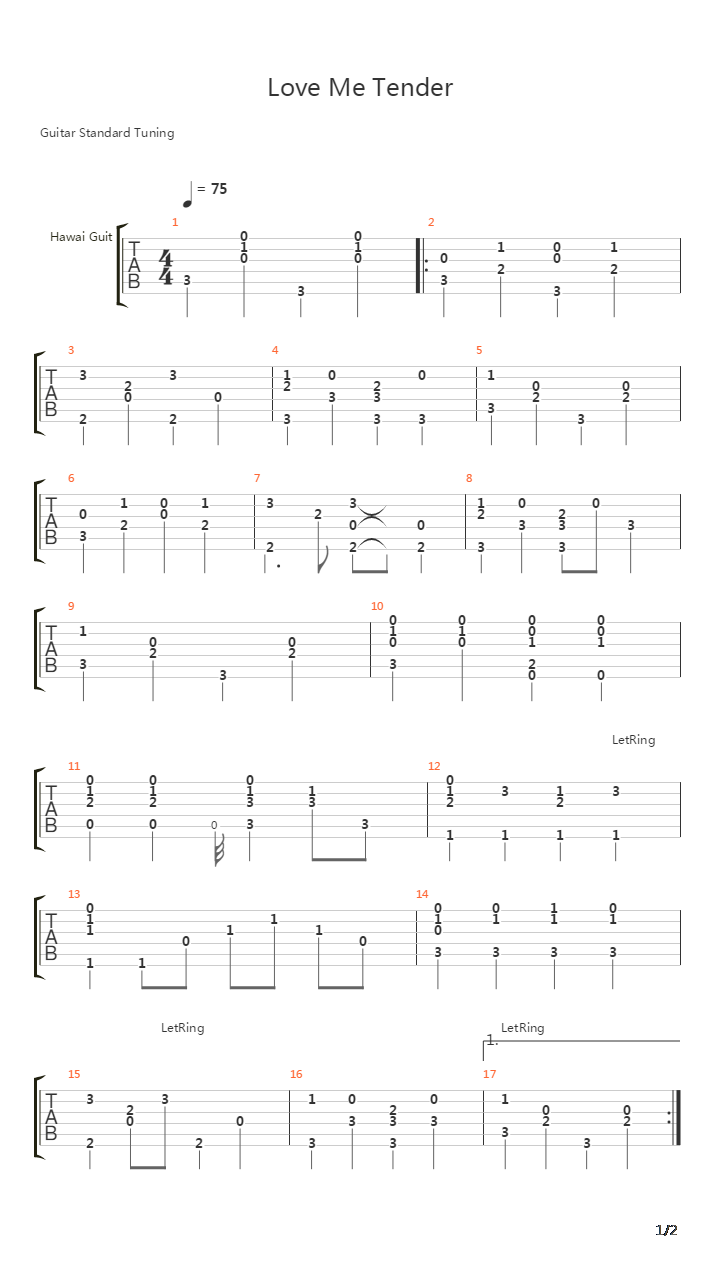 Love Me Tender吉他谱