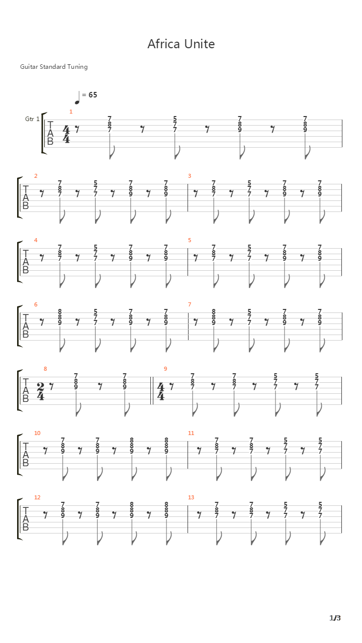 Africa Unite吉他谱