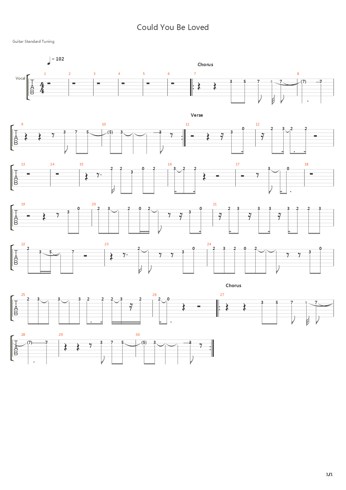 Could You Be Loved吉他谱