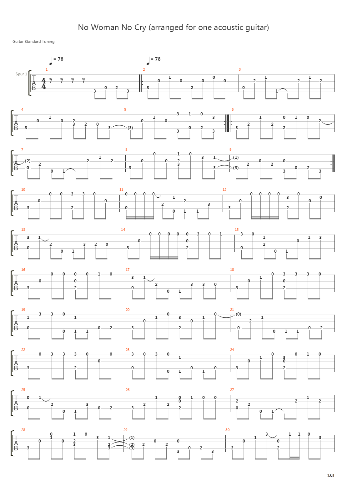 No Woman No Cry吉他谱