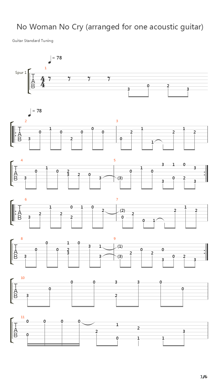No Woman No Cry吉他谱